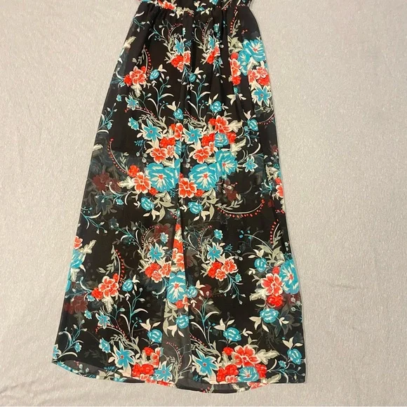 As U Wish Floral Maxi Dress Sleeveless Halter Size Medium - Picture 6 of 8